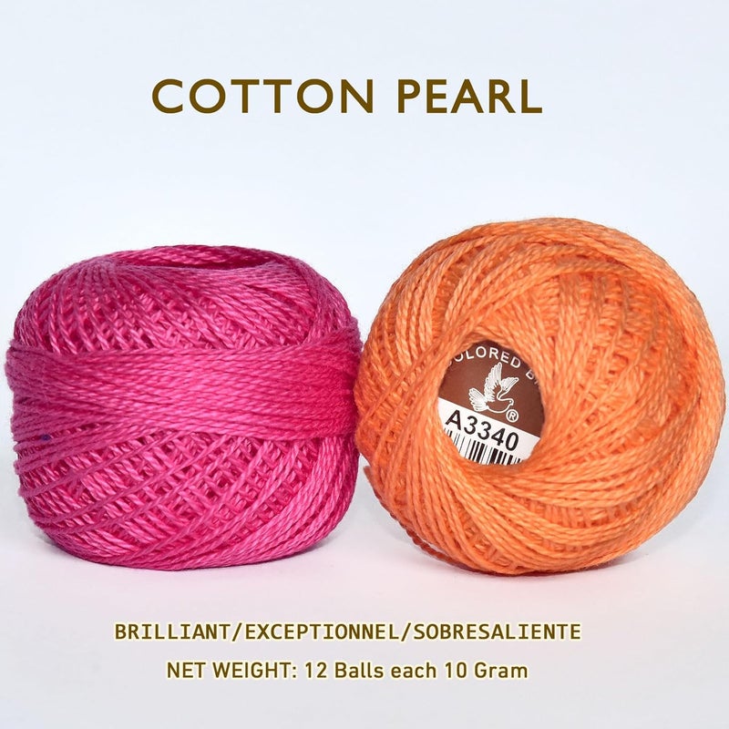 colored bird Double Mercerized Egyptian Long Staple Cotton Pearl Thread Ball 10 Grams Rainbow Color Embroidery Thread 12 Colors per Box for Crochet Hardanger Cross Stitch Hand Embroidery,redpurple Series - Image 5